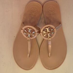 Tory Burch Nude Patent Miller Thong Sandals